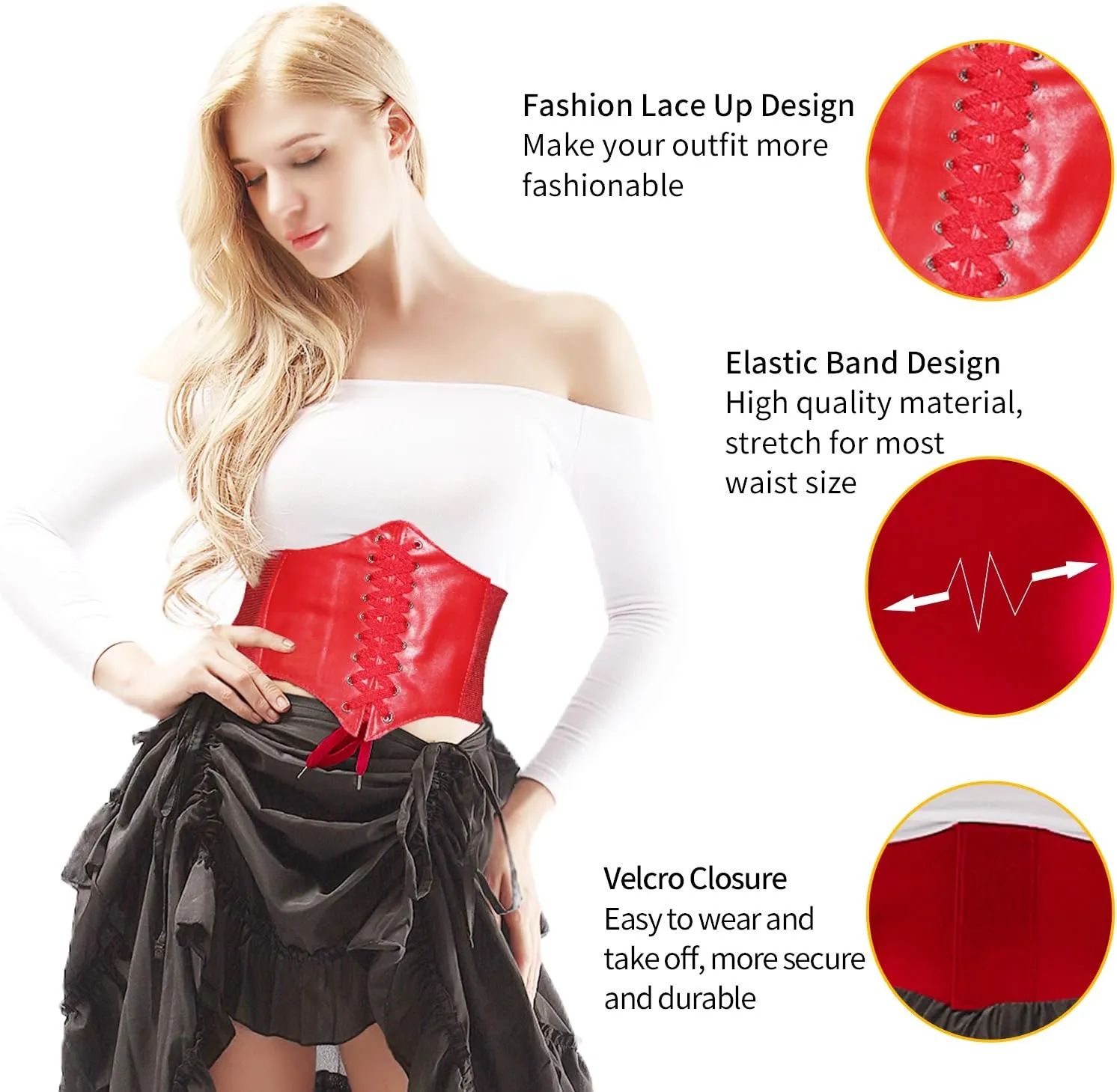 Alivila.Y Fashion Womens Faux Leather Steampunk Sexy Underbust Corset Belt Bustier