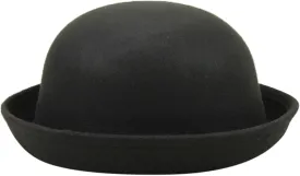 Black Bowler Hat Short Rolled Brim Fedora Hat for Men and Women Bow Cloche Bowler Fedora Hat