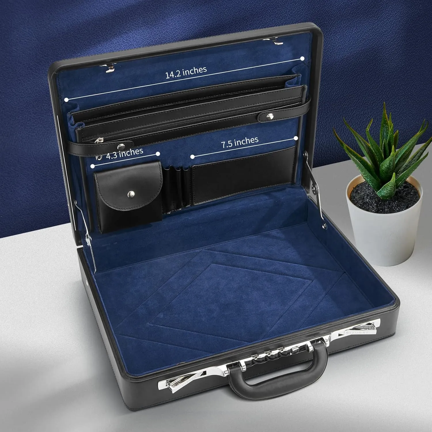 Briefcases for Men, Professional Leather Briefcase with Lock, Hard Shell Business Brief Case, Durable Executive Attache Case for Laptop Documents, Mens Hard Briefcase for Work Office Travel