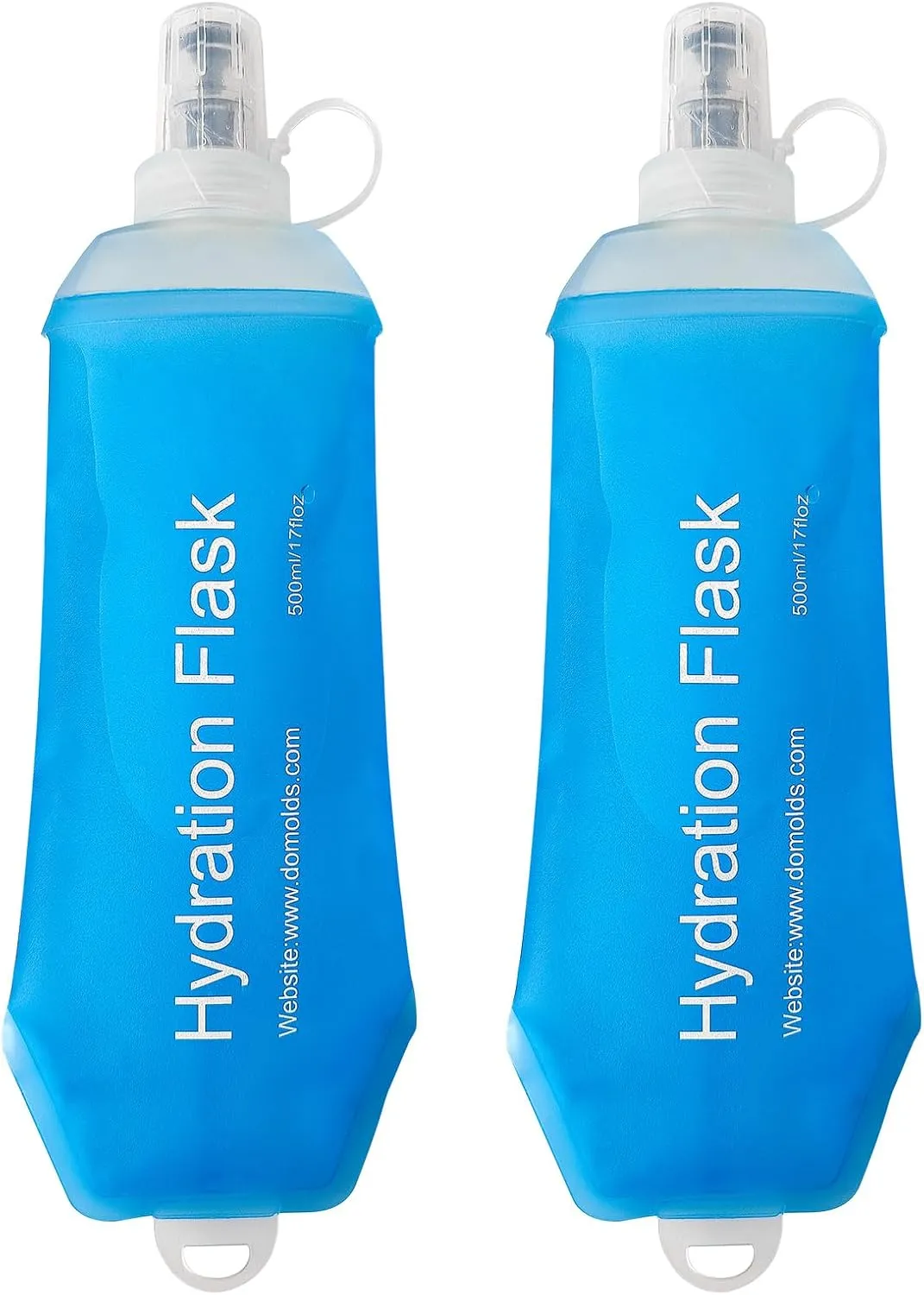 Buite 500ML Soft Flask, Portable TPU Soft Water Bottles for Running Vest, Hydration Pack - Ideal for Running Hiking Cycling Climbing(2Pcs Blue