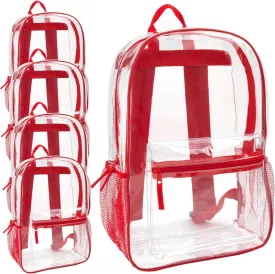 Bulk Clear Backpacks Wholesale for School 24 Pack Clear Backpacks for Boys, Girls, School, Stadium, Travel (Red Pack)