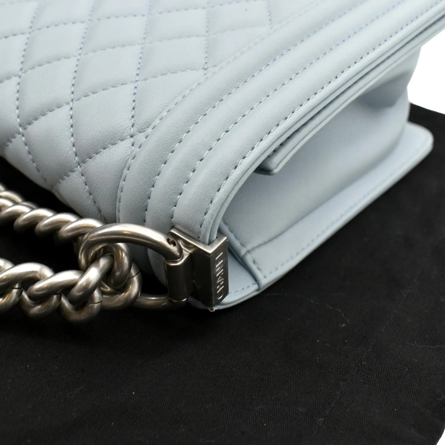 CL Medium Boy Flap Quilted Leather Shoulder Bag Light Blue