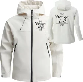 Custom Mens Waterproof Jacket Add Your Design Lightweight Mountain Sports Outdoor Windbreaker Hooded Raincoat Shell