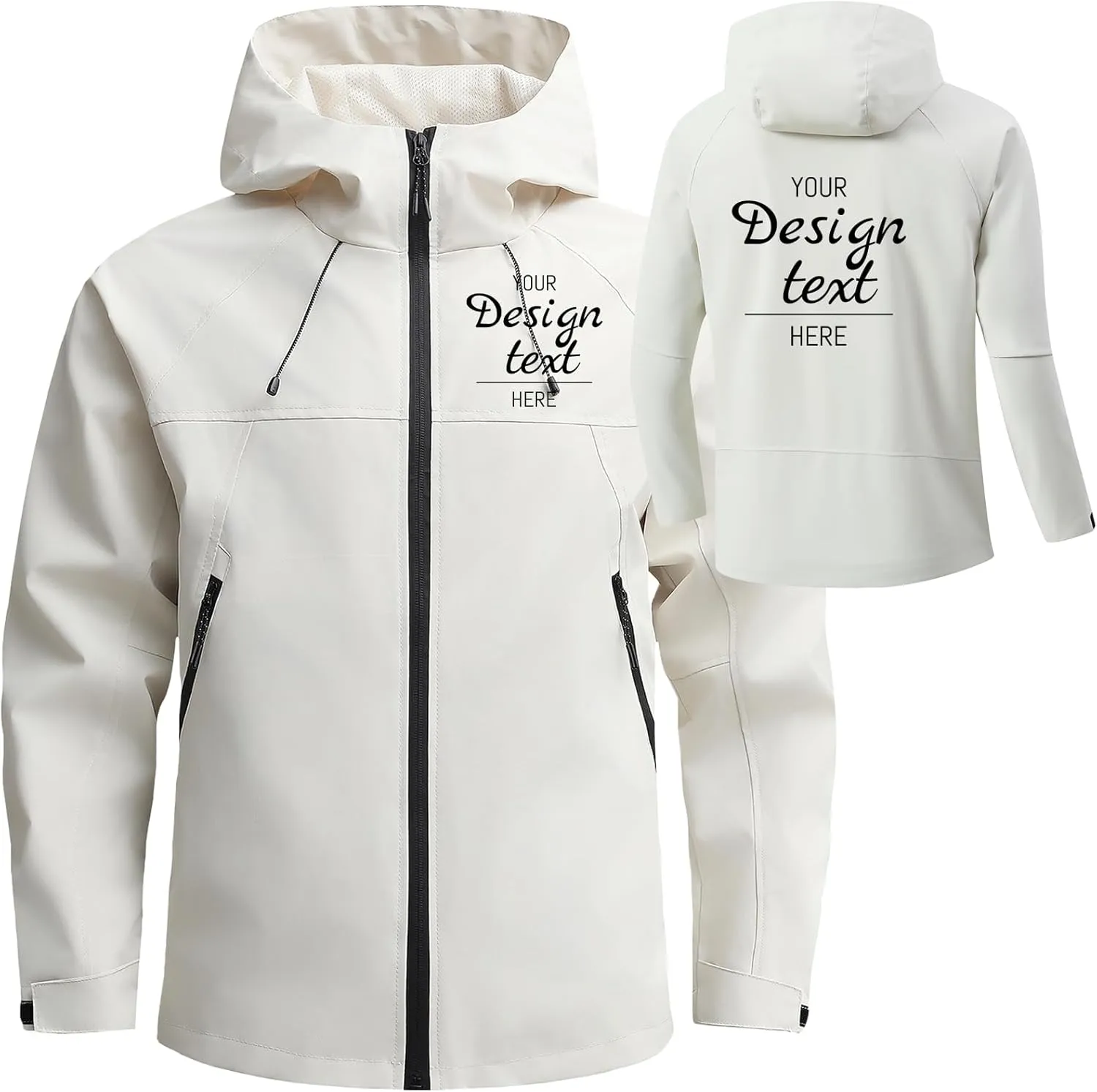 Custom Mens Waterproof Jacket Add Your Design Lightweight Mountain Sports Outdoor Windbreaker Hooded Raincoat Shell