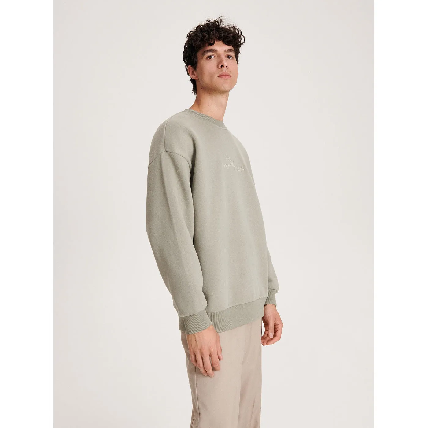 Dusty Green Embroidery Detailing Sweatshirt