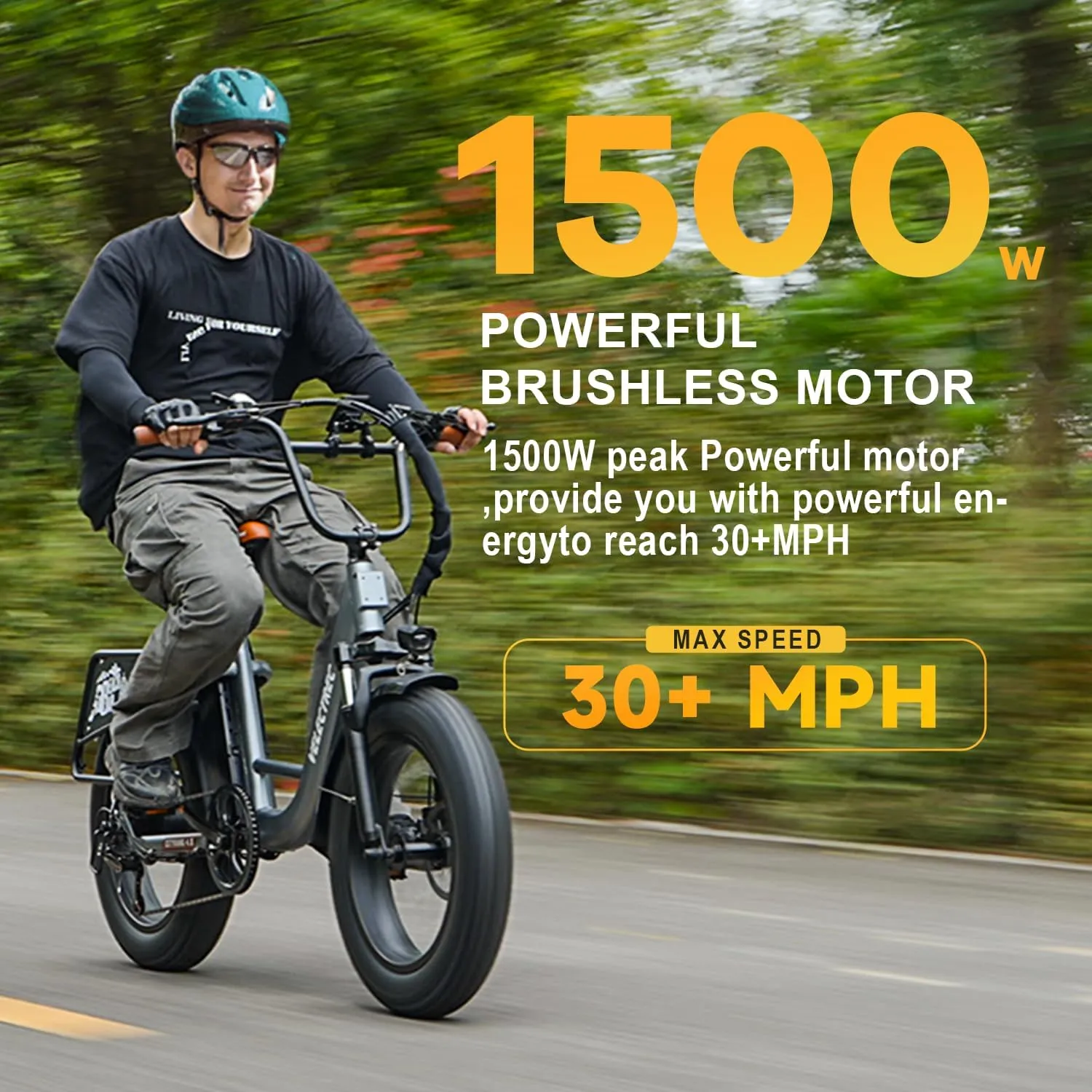 Electric Bike for Adults with Peak 1500W Motor, 48V 20Ah Removable Battery Fast Ebike,Max 70Miles & 30MPH,20" x4.0 Fat Tire Commuting Electric Mountain Bike,7-Speed, Step-Thru Bicycle