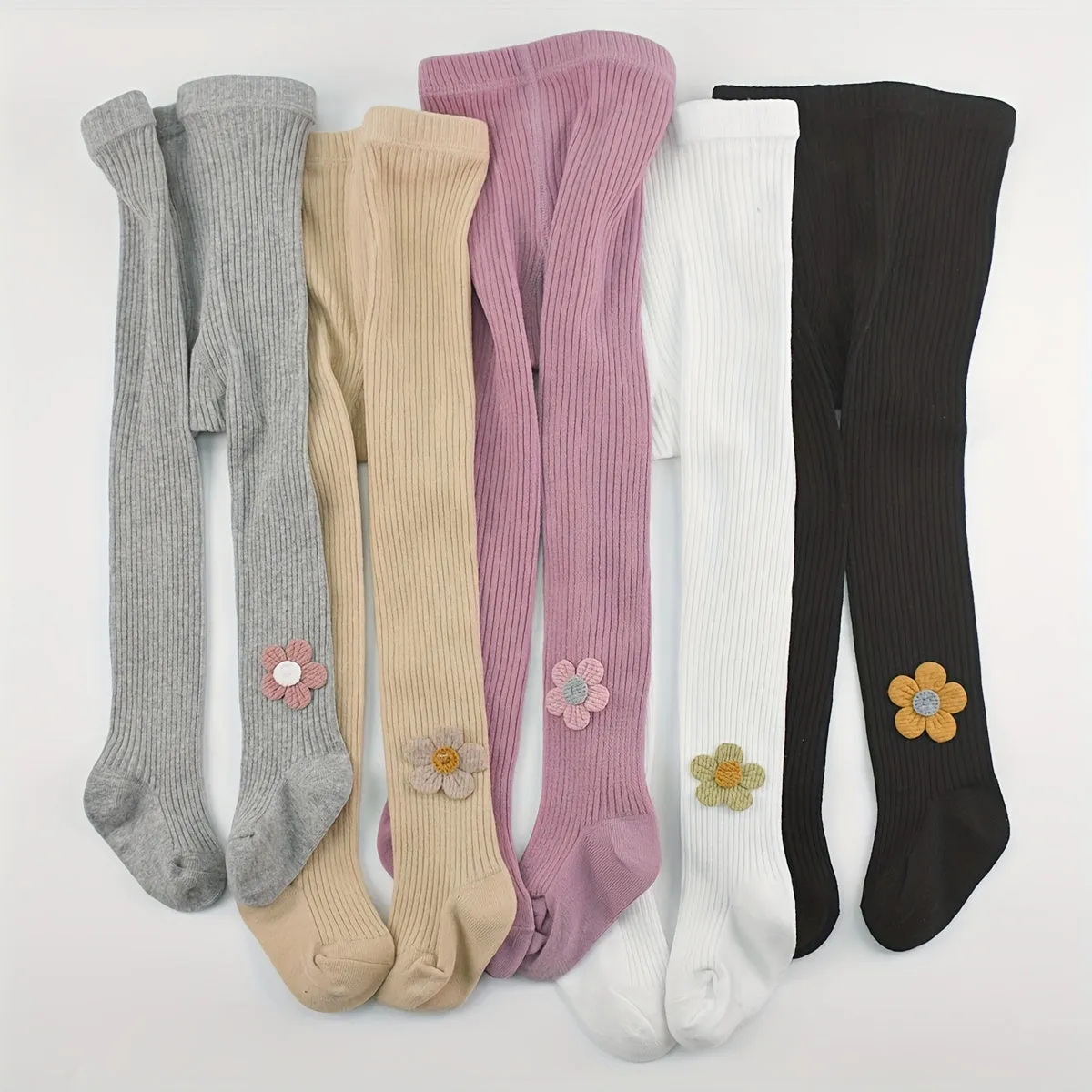Floral Doll Knitted Pantyhose Fashionable Girls Base Layer Leggings