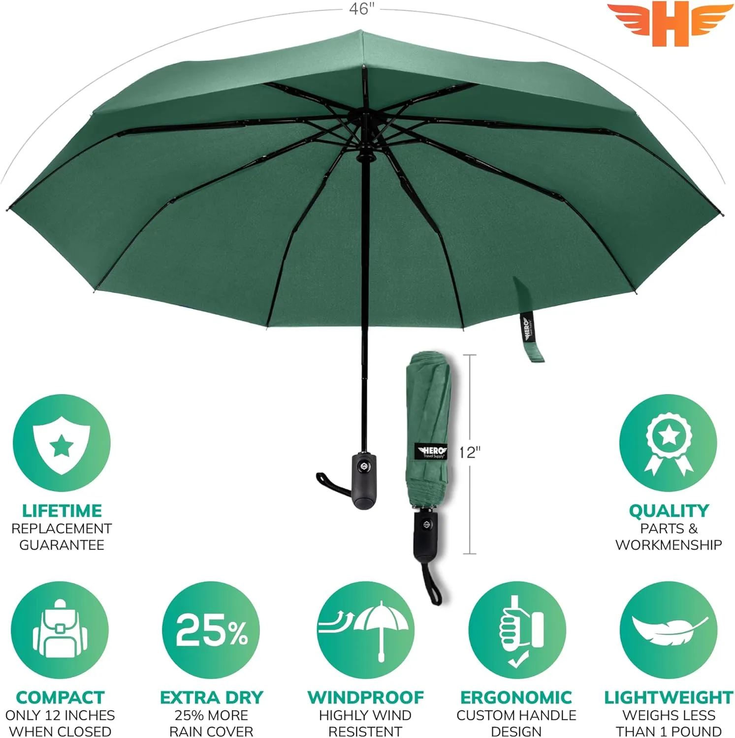HERO Travel Umbrella ?C Windproof, Compact and Portable