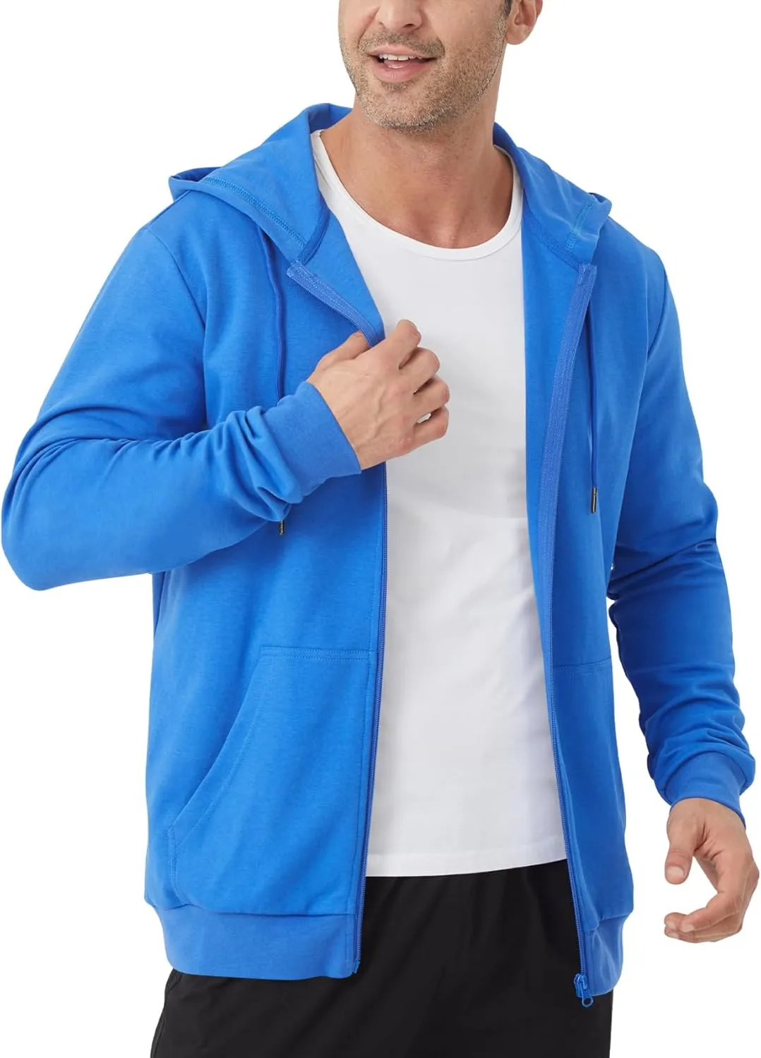 Idtswch Mens Tall Lightweight Hoodies Zip Up Sweatshirt Slim Fit Jacket