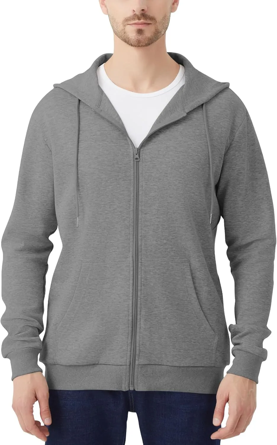 Idtswch Mens Tall Lightweight Hoodies Zip Up Sweatshirt Slim Fit Jacket