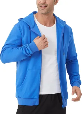 Idtswch Mens Tall Lightweight Hoodies Zip Up Sweatshirt Slim Fit Jacket