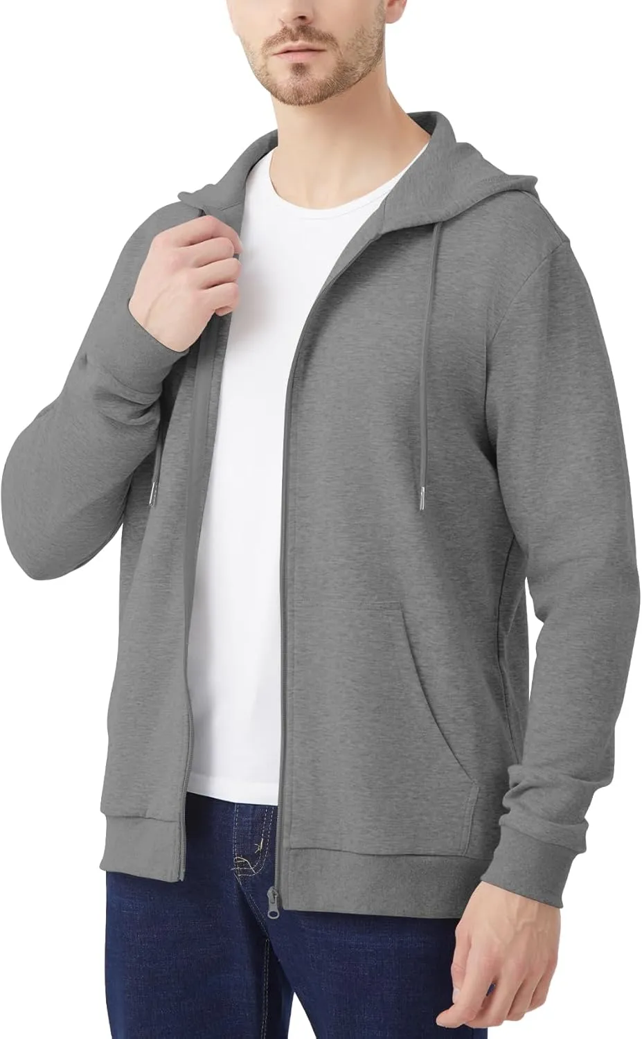 Idtswch Mens Tall Lightweight Hoodies Zip Up Sweatshirt Slim Fit Jacket