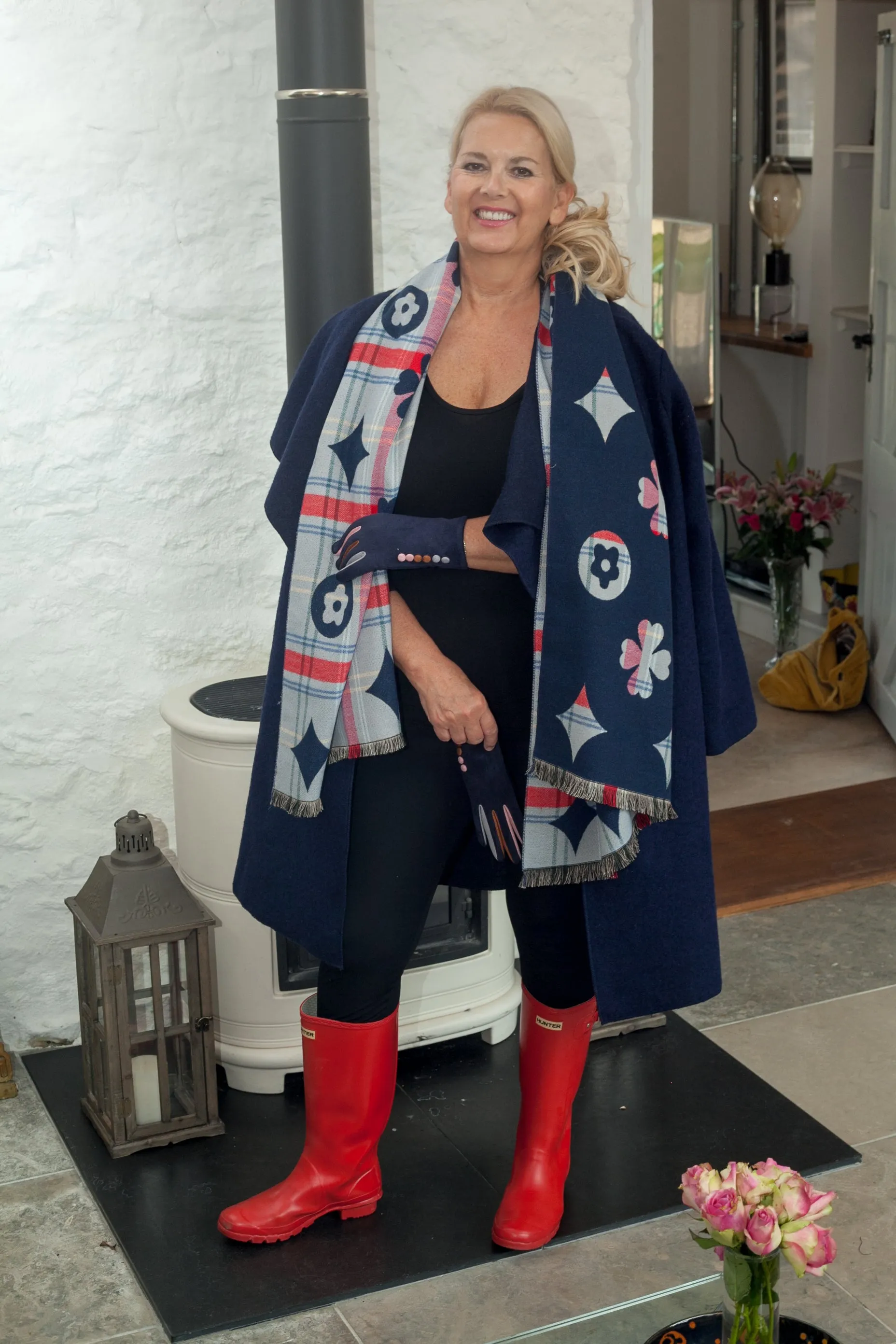LOUISE TRENDY CARD PATTERN CHECK SCARF RMD2007001
