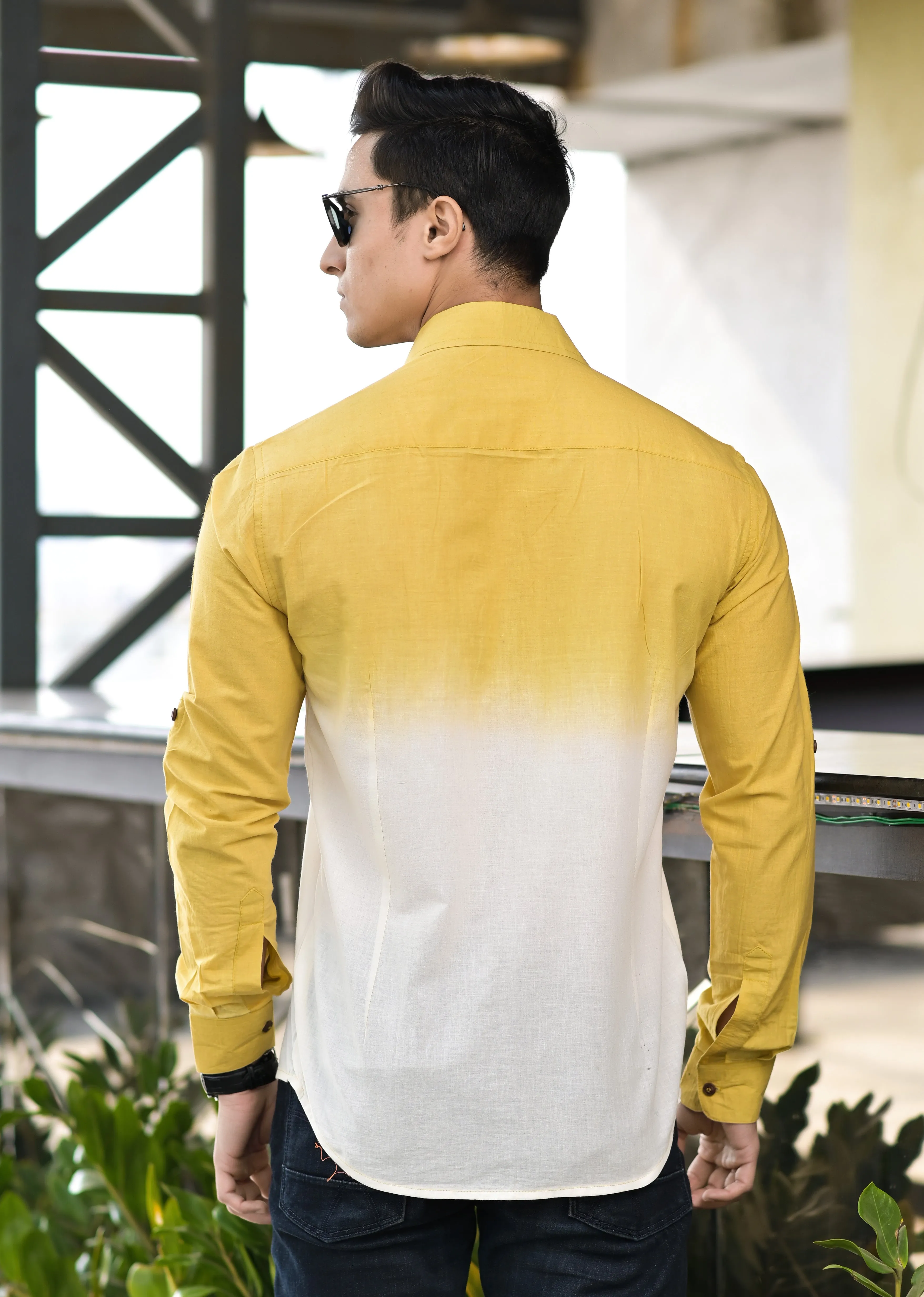 Men Ombre Printed Cotton Casual Shirt