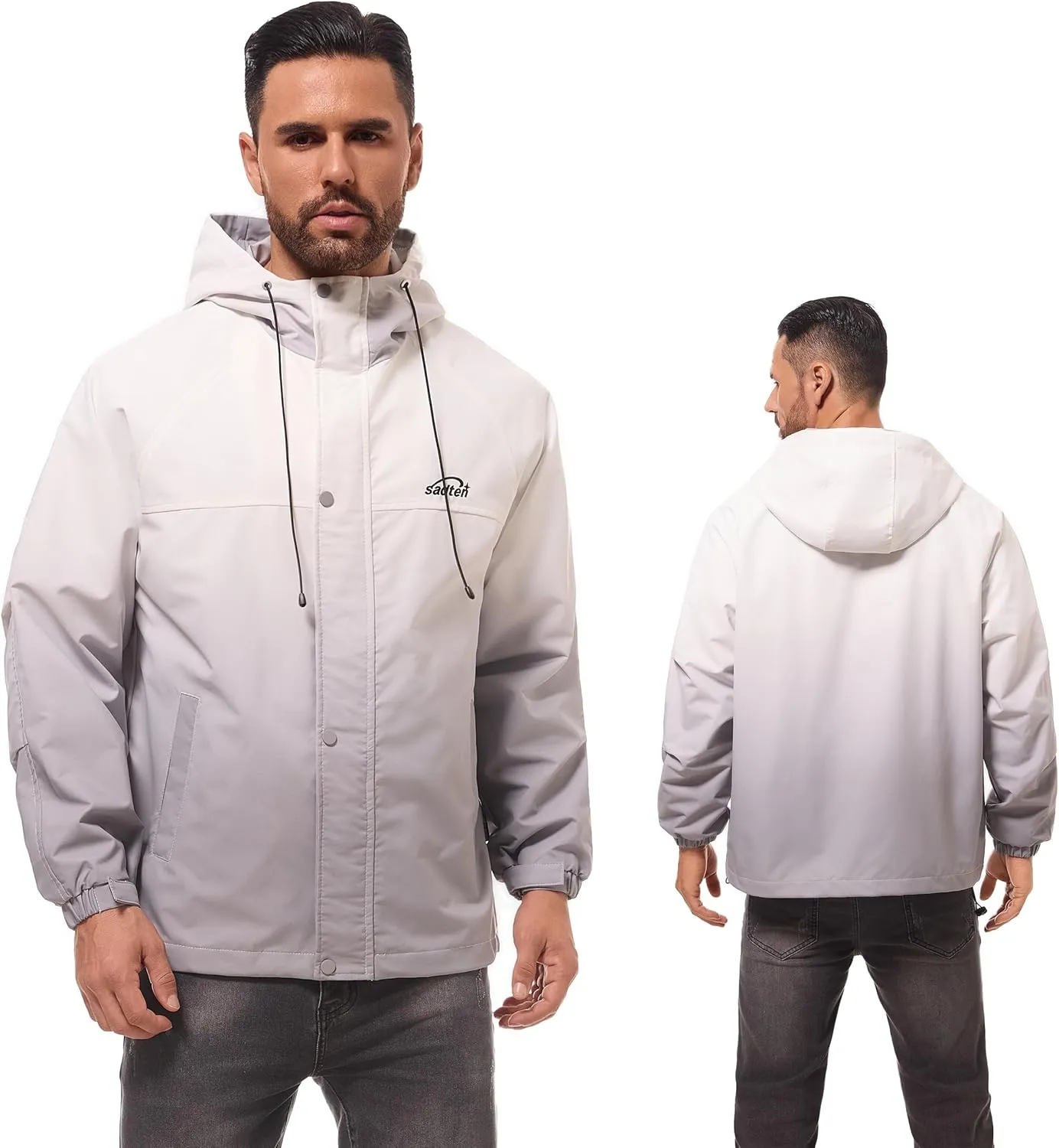 MONTVOO Lightweight Jackets for Men Zip Up Softshell Wind Breaker Hooded Hiking Coat Tactical Running Travel