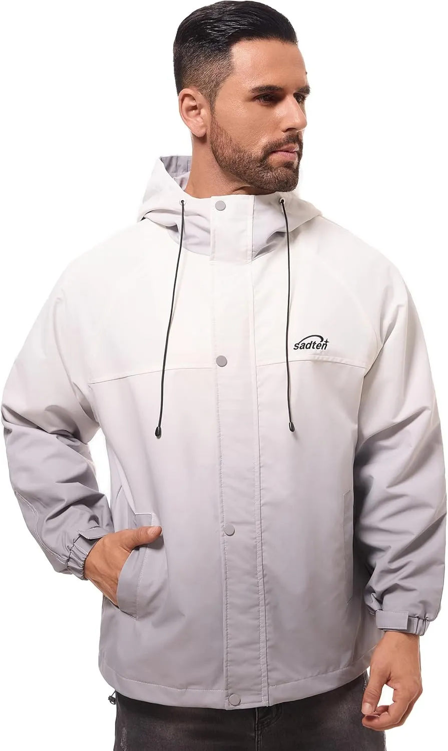 MONTVOO Lightweight Jackets for Men Zip Up Softshell Wind Breaker Hooded Hiking Coat Tactical Running Travel