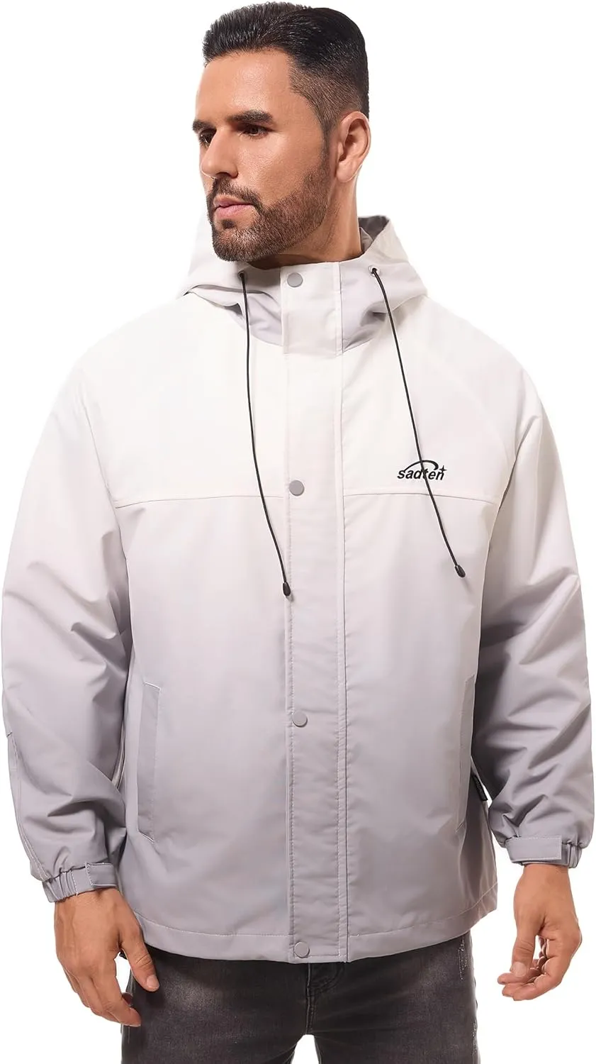 MONTVOO Lightweight Jackets for Men Zip Up Softshell Wind Breaker Hooded Hiking Coat Tactical Running Travel