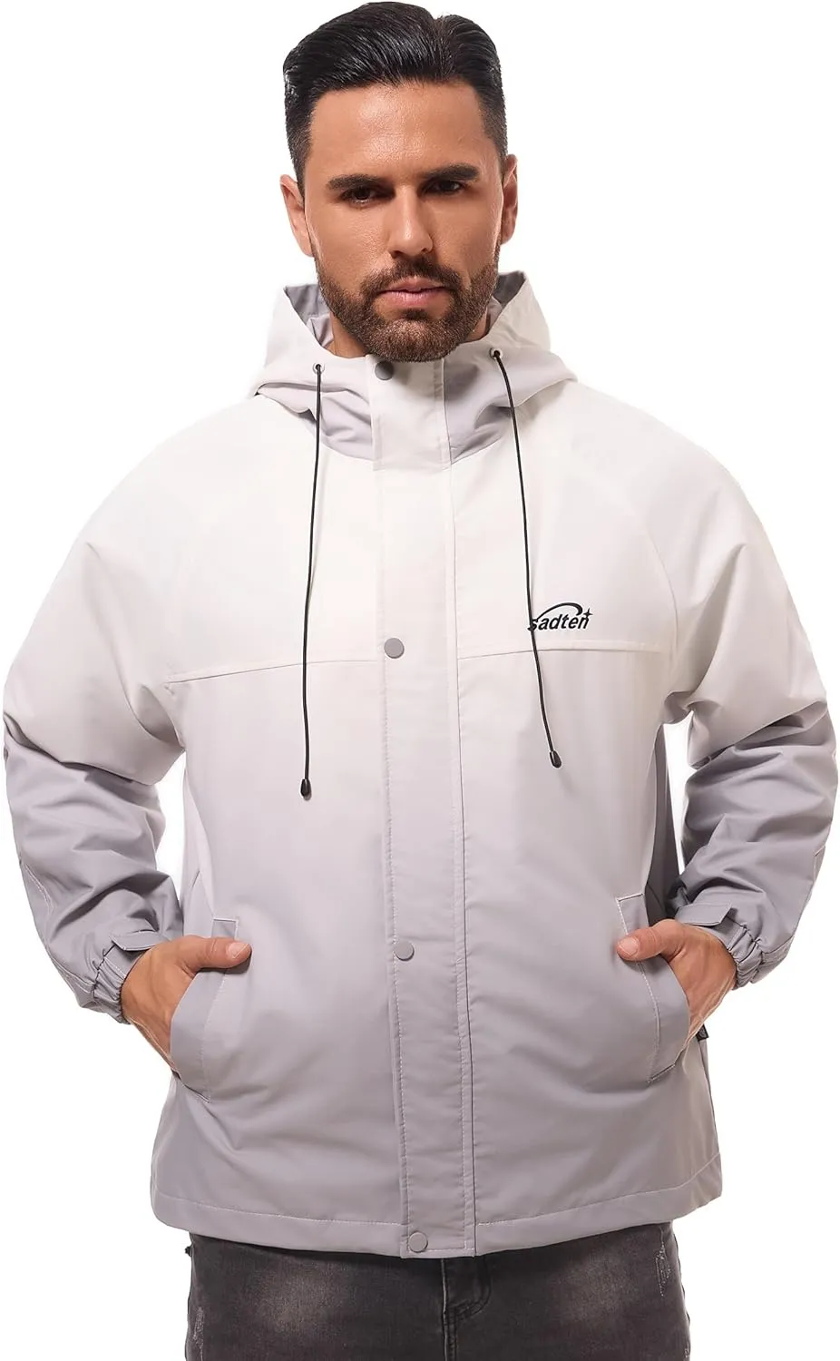 MONTVOO Lightweight Jackets for Men Zip Up Softshell Wind Breaker Hooded Hiking Coat Tactical Running Travel