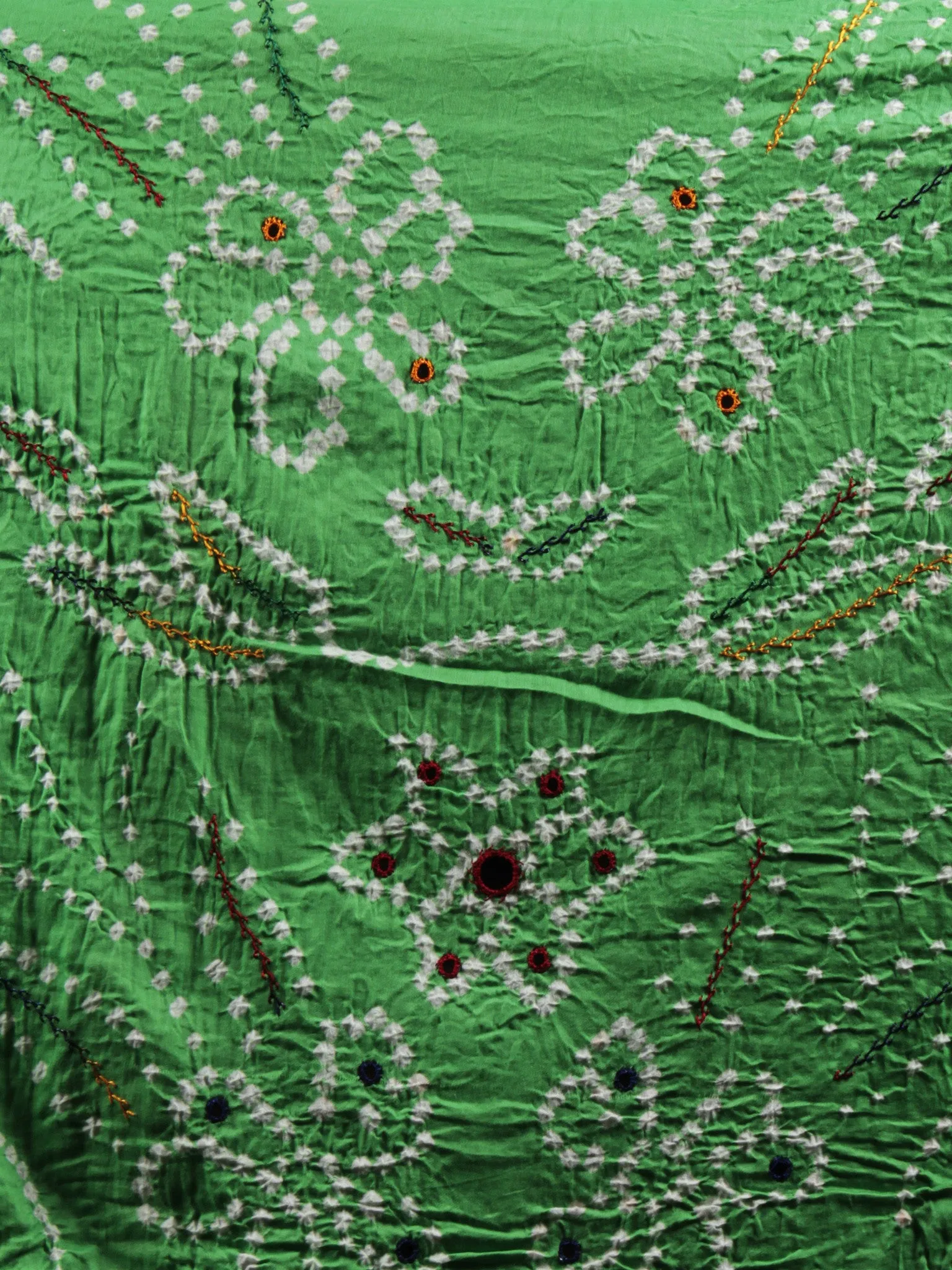 Pastel Green Indigo White Hand Tie & Dye Bandhej Suit Salwar Dupatta (Set of 3) With Hand Embroidery & Mirror Work - S16281247