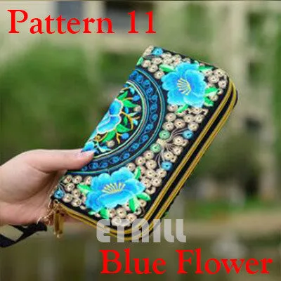 Peacock Thailand Boho Embroidered Purse Female Clutch Long Wallet Coin Bag Lady Mobile Phone Bag Luxury Brand Wallet Woman 2016