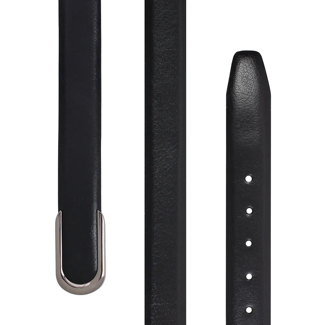Peluche Pioneer Black Solid Profile Leather Belt For Men