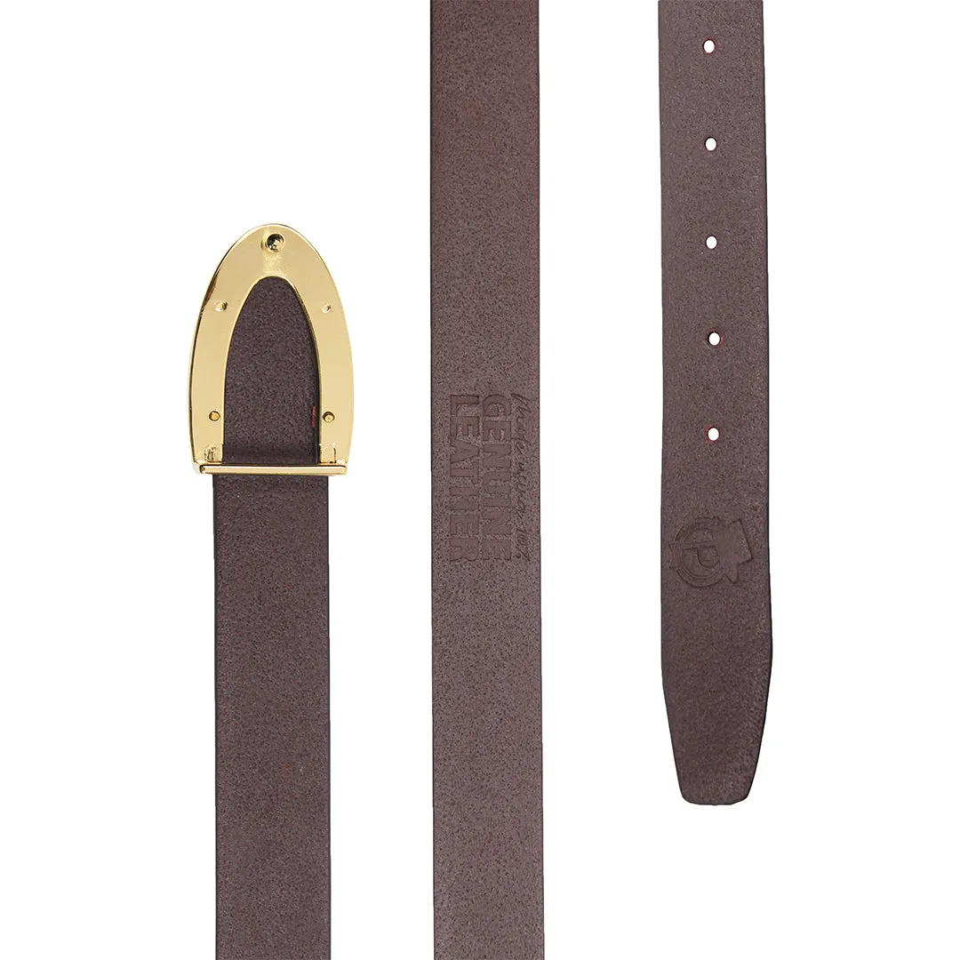 Peluche Regalia Brown Checkered Profile Leather Belt For Men