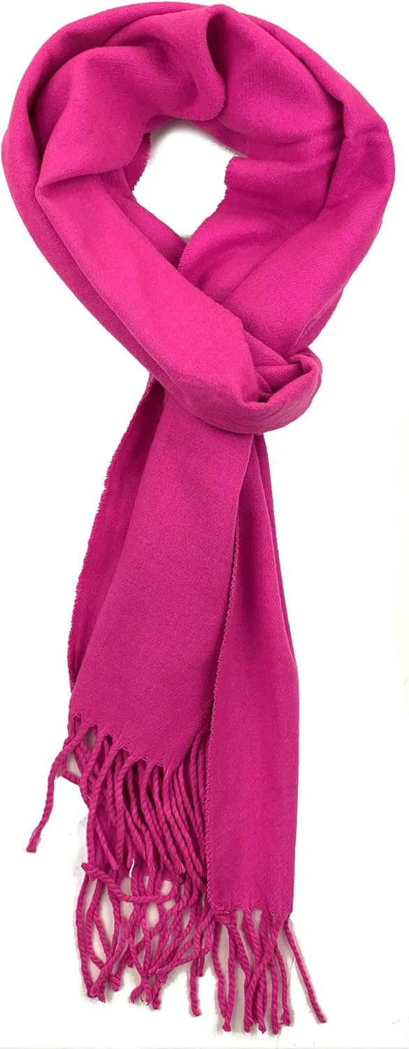Plum Feathers Winter Scarf Shawl with Cashmere Feel - Rich Solid Colors Winter Scarves and Wraps 72" x 12"