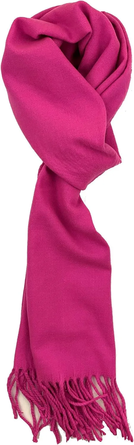 Plum Feathers Winter Scarf Shawl with Cashmere Feel - Rich Solid Colors Winter Scarves and Wraps 72" x 12"