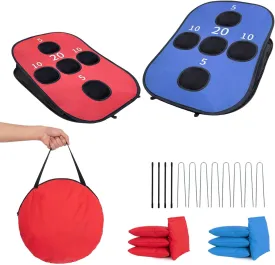 Portable Cornhole Set Collapsible Corn Holes Outdoor Game Set with 2 Cornhole Boards, 8 Cornhole Bean Bags and Carrying Case, Camping Games Indoor Outdoor for Kids, Travel Camping Accessory