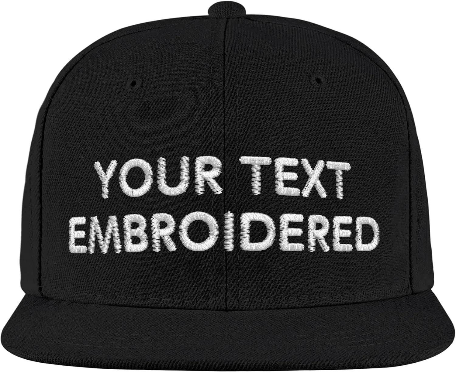 Pranboo Custom Text Snapback Hat/Cap | Embroidered Front & Back | Personalized Flat Brim Hats