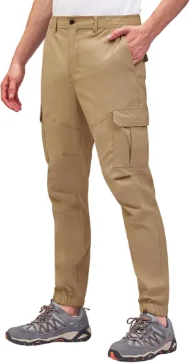 PULI Men's Waterproof Hiking Pants, Slim Fit Cargo Joggers, Stretch Quick Dry Outdoor Pants with Pockets