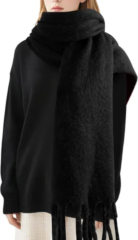 Pure Color Mohair Winter Scarf - Warm Cashmere Feel Scarf for Women and Men