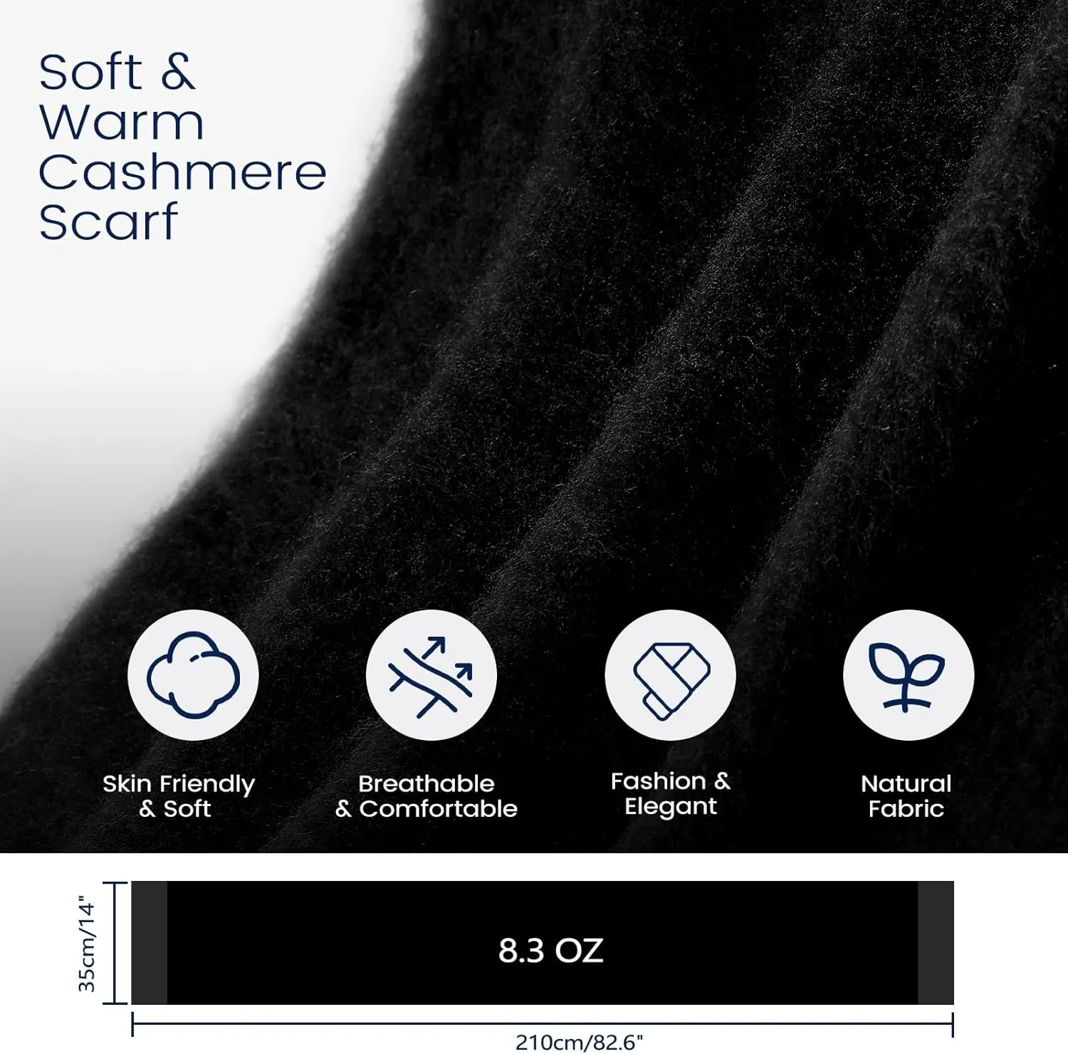 Pure Color Mohair Winter Scarf - Warm Cashmere Feel Scarf for Women and Men