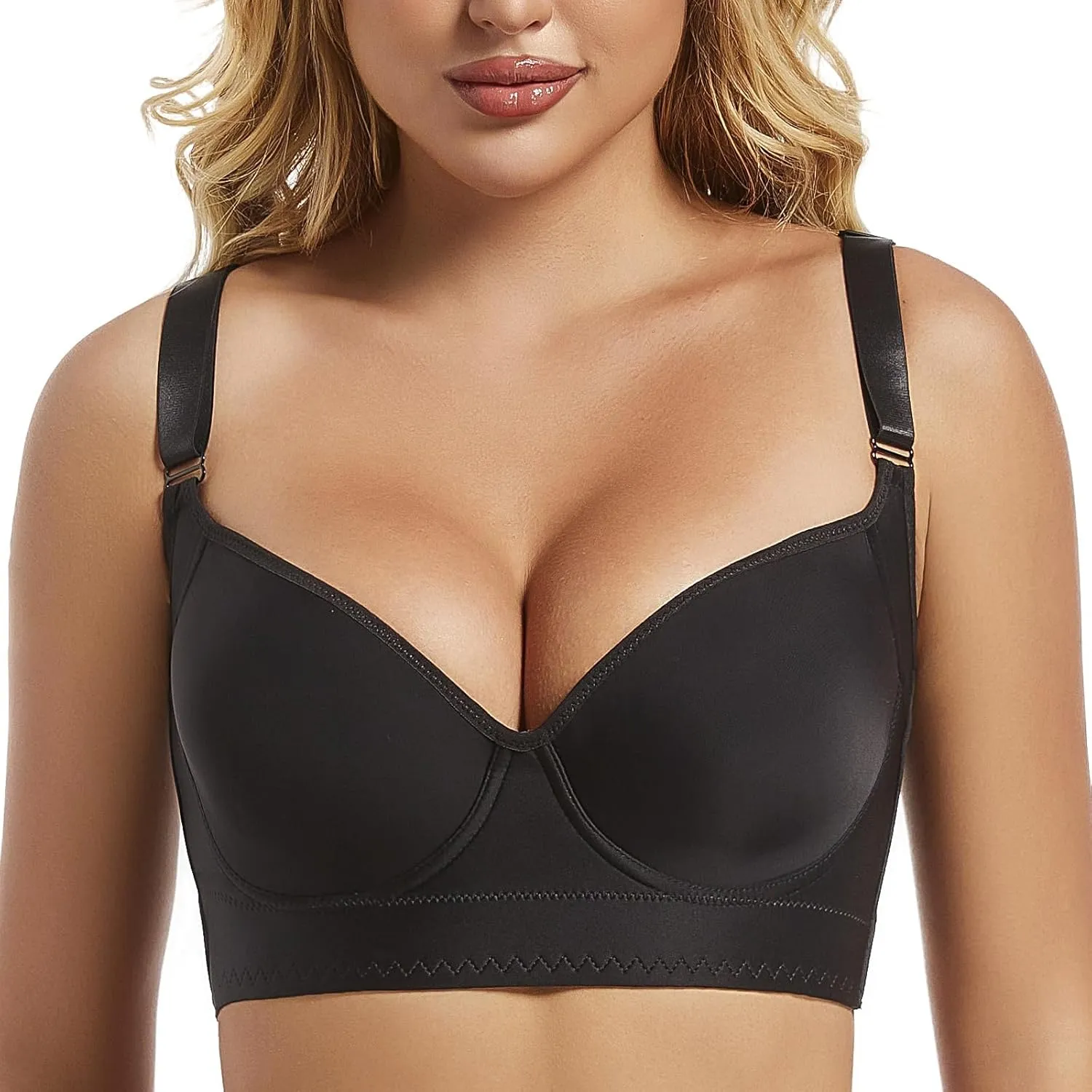 Push Up Bra for Women - Uplift Sculpting T-Shirt Bra with Full Back Coverage and Back Fat Smoothing