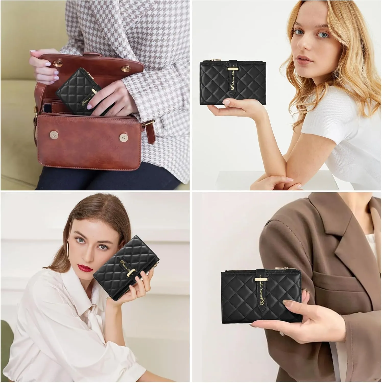 RFID Leather Travel Wallet for Women, Slim Travel Passport Holder with Credit Card Holder, Lightweight Bifold Passport Case Organizer with Zipper Pocket