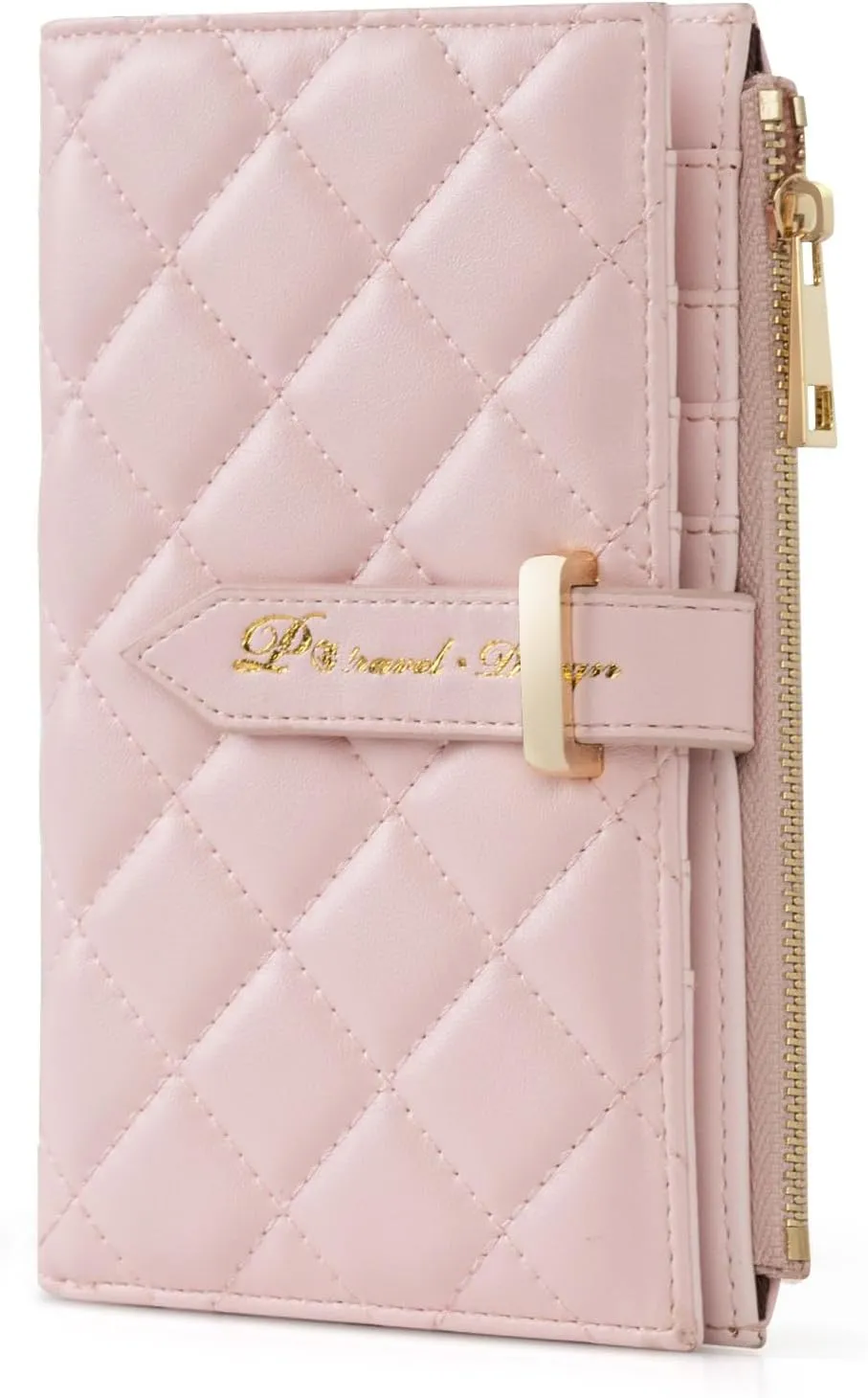 RFID Leather Travel Wallet for Women, Slim Travel Passport Holder with Credit Card Holder, Lightweight Bifold Passport Case Organizer with Zipper Pocket