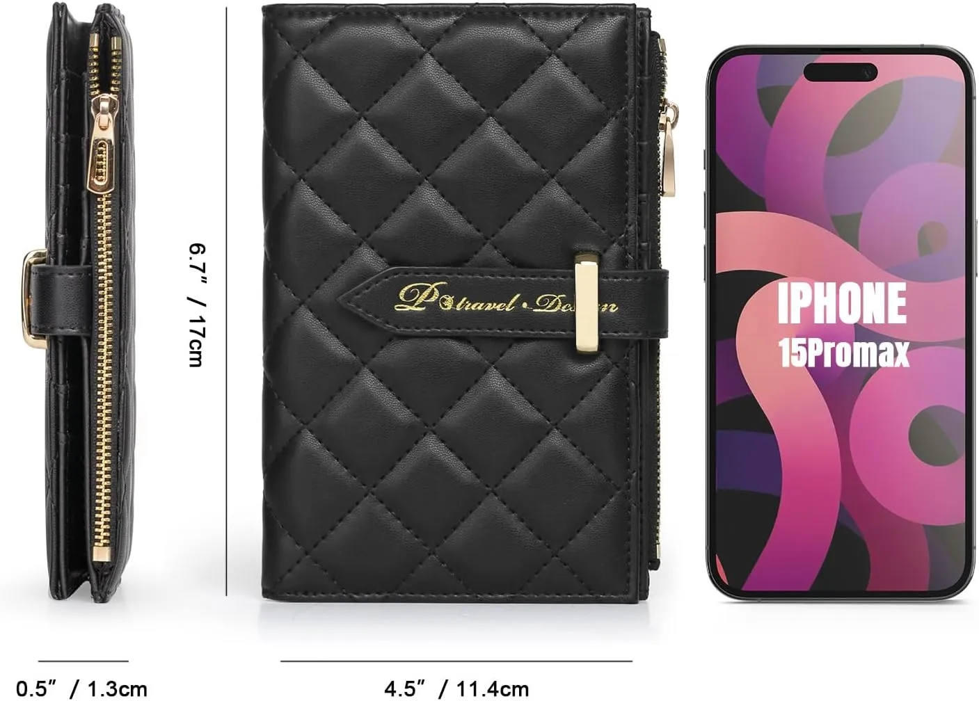 RFID Leather Travel Wallet for Women, Slim Travel Passport Holder with Credit Card Holder, Lightweight Bifold Passport Case Organizer with Zipper Pocket