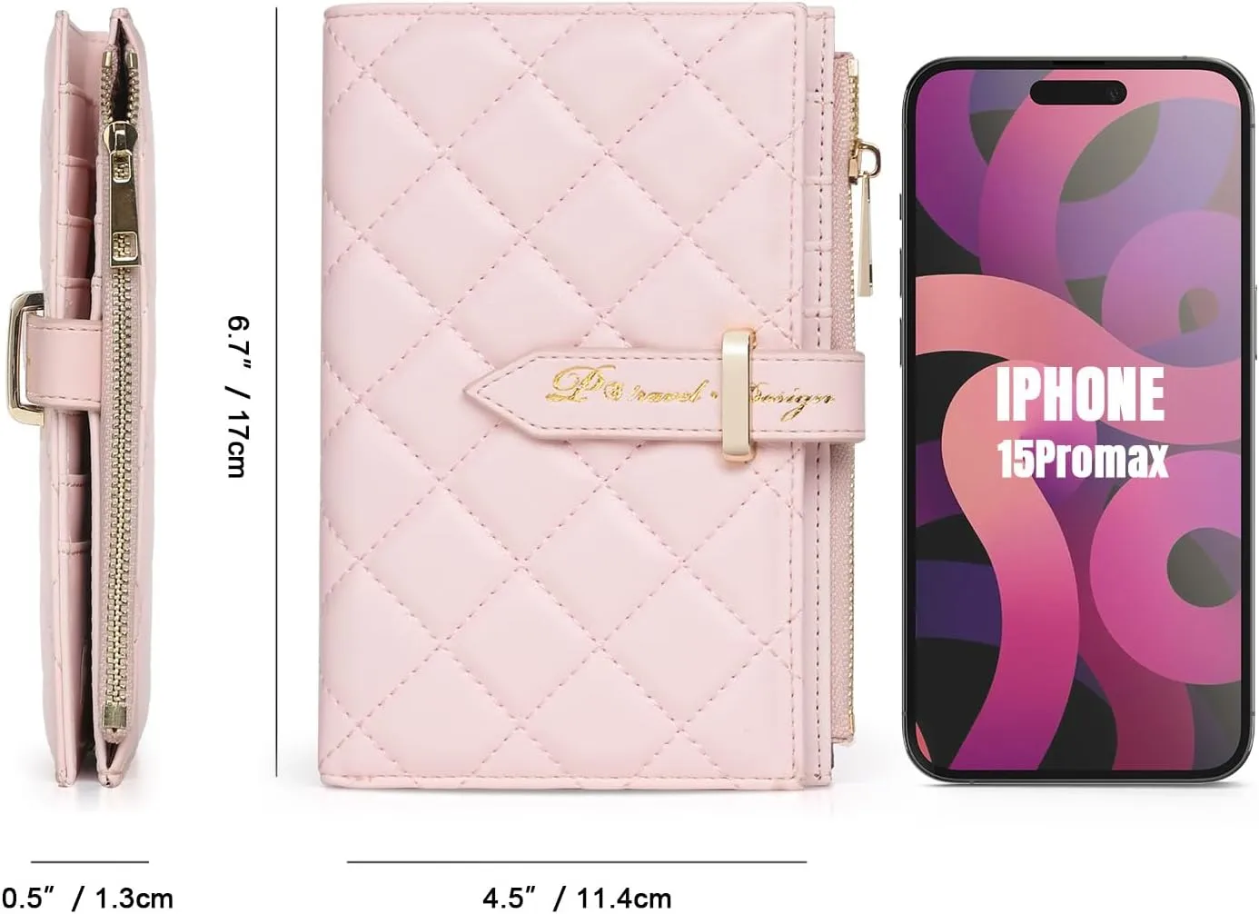 RFID Leather Travel Wallet for Women, Slim Travel Passport Holder with Credit Card Holder, Lightweight Bifold Passport Case Organizer with Zipper Pocket