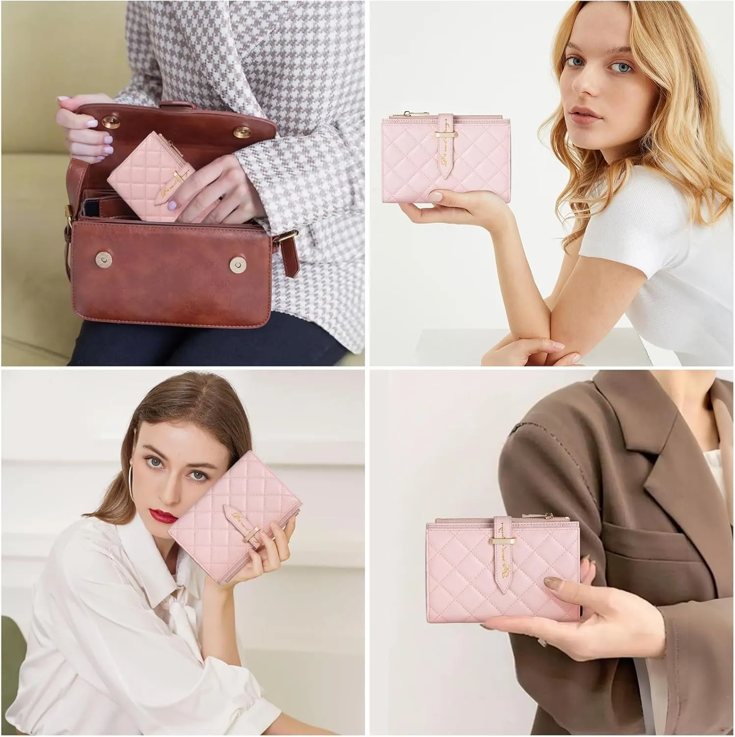 RFID Leather Travel Wallet for Women, Slim Travel Passport Holder with Credit Card Holder, Lightweight Bifold Passport Case Organizer with Zipper Pocket