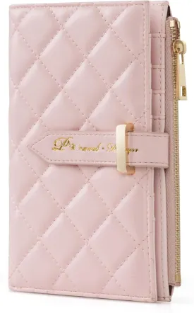 RFID Leather Travel Wallet for Women, Slim Travel Passport Holder with Credit Card Holder, Lightweight Bifold Passport Case Organizer with Zipper Pocket