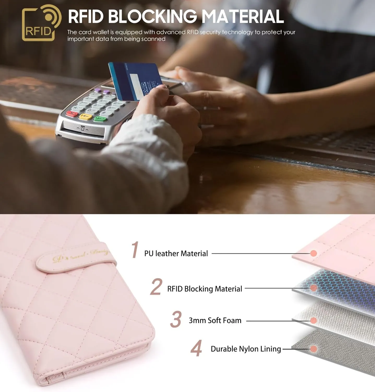 RFID Leather Travel Wallet for Women, Slim Travel Passport Holder with Credit Card Holder, Lightweight Bifold Passport Case Organizer with Zipper Pocket