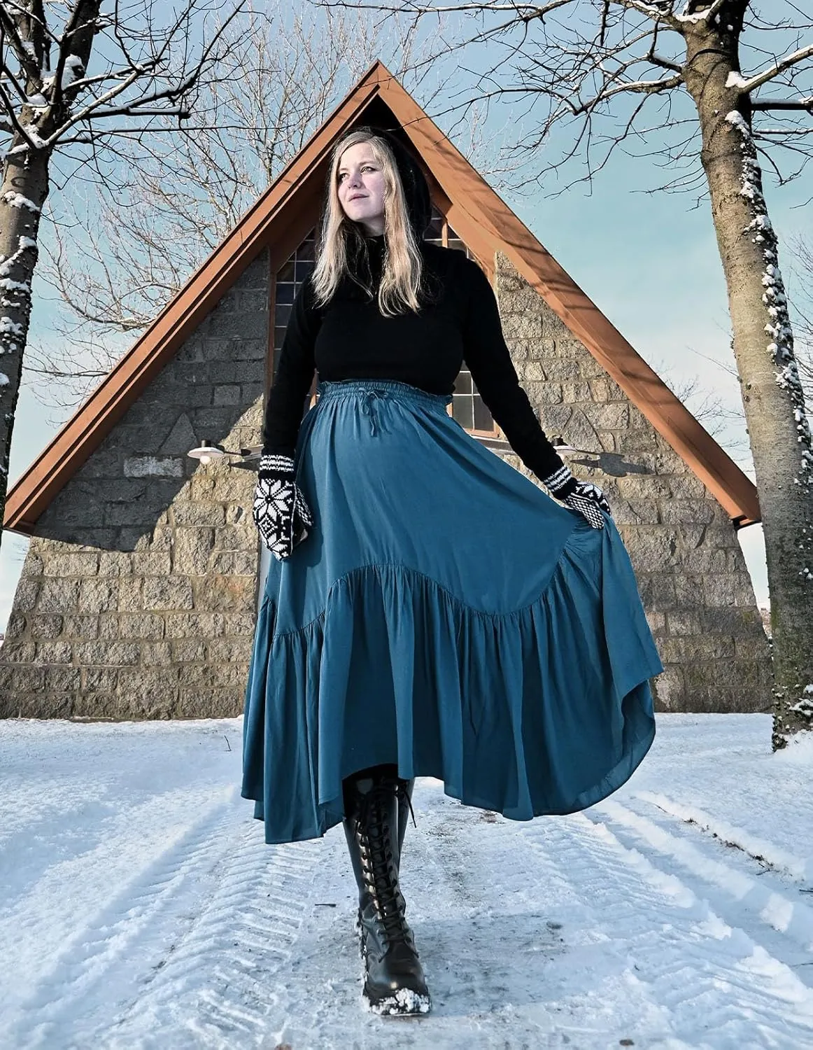 Scarlet Darkness Maxi Skirts for Women High Waist Renaissance Skirt Long Skirt with Pockets
