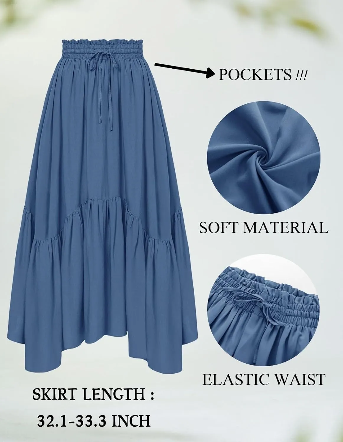 Scarlet Darkness Maxi Skirts for Women High Waist Renaissance Skirt Long Skirt with Pockets