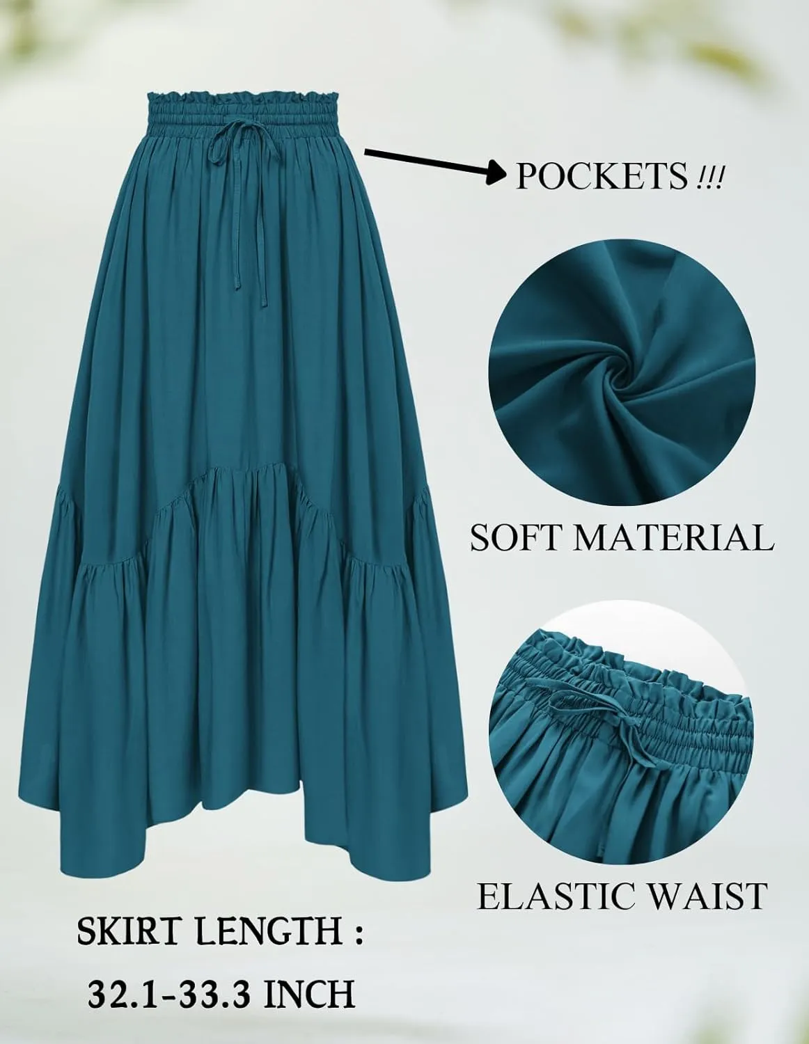 Scarlet Darkness Maxi Skirts for Women High Waist Renaissance Skirt Long Skirt with Pockets