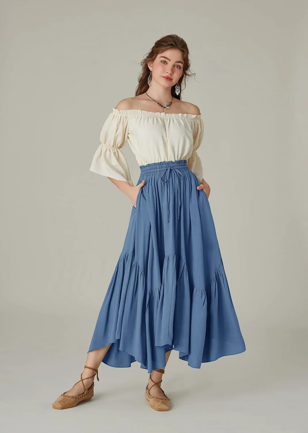 Scarlet Darkness Maxi Skirts for Women High Waist Renaissance Skirt Long Skirt with Pockets
