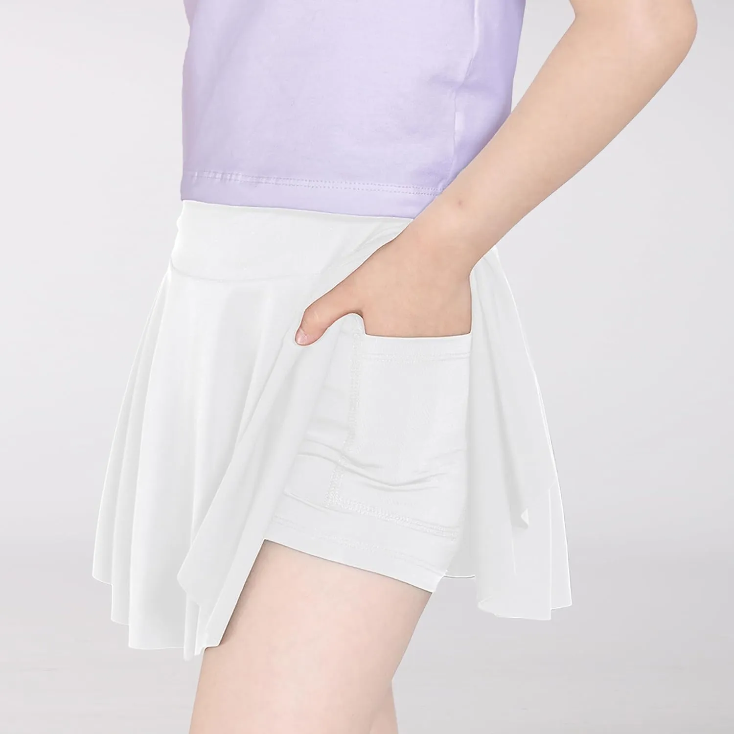 Skort Girls, Athletic Skirts for Tennis Golf, Butterfly Flowy Shorts for Kids, Shorts with Pocket