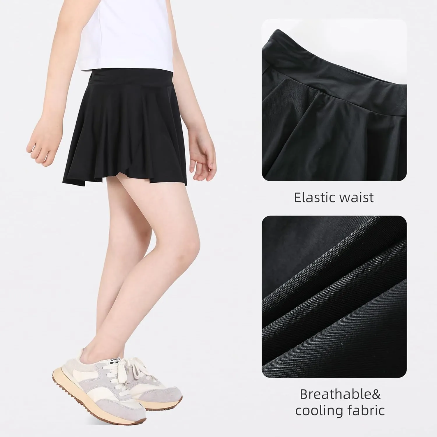 Skort Girls, Athletic Skirts for Tennis Golf, Butterfly Flowy Shorts for Kids, Shorts with Pocket
