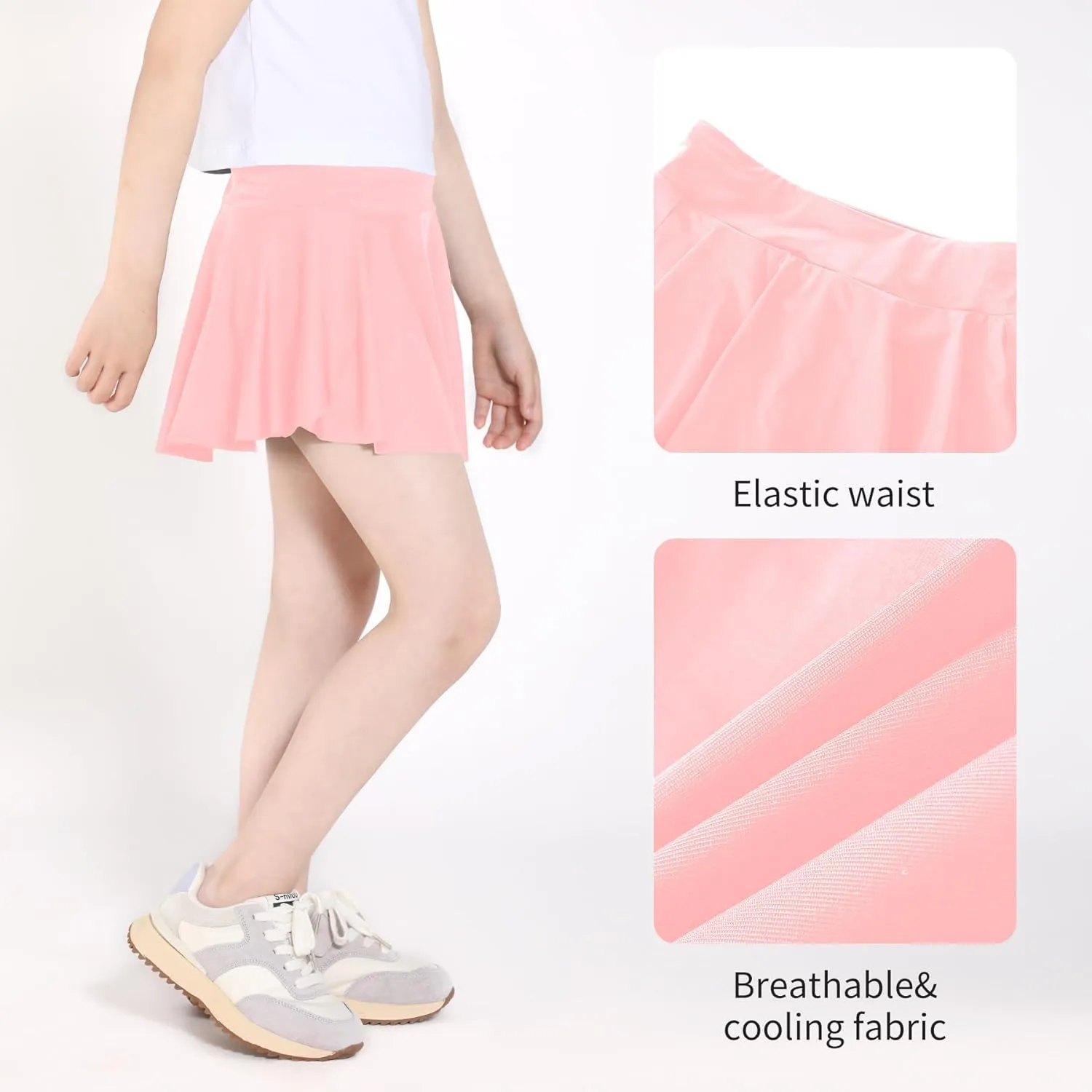 Skort Girls, Athletic Skirts for Tennis Golf, Butterfly Flowy Shorts for Kids, Shorts with Pocket