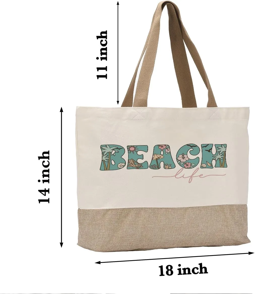 Summer Beach Bag for Women, Large Beach Tote Bag, Mom Gifts from Daughter Son, Shopping Reusable Grocery Bags