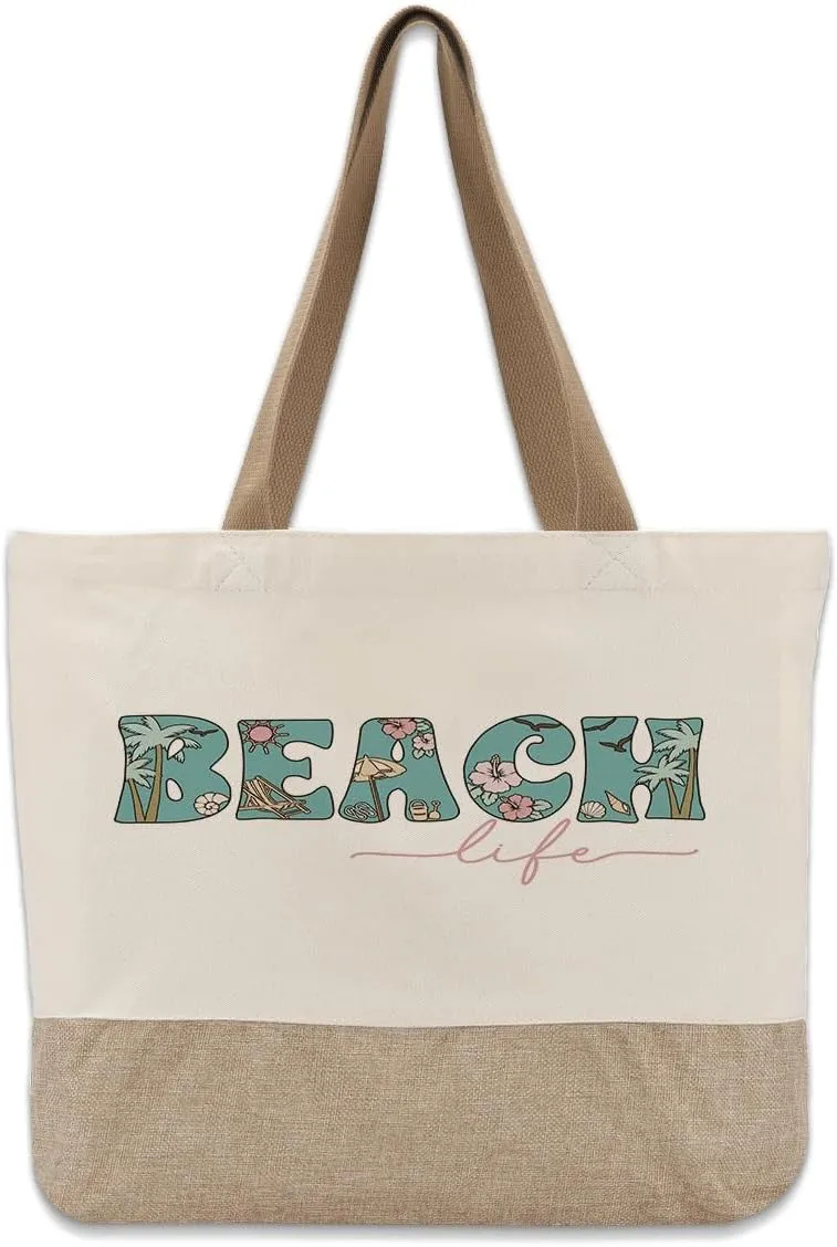 Summer Beach Bag for Women, Large Beach Tote Bag, Mom Gifts from Daughter Son, Shopping Reusable Grocery Bags